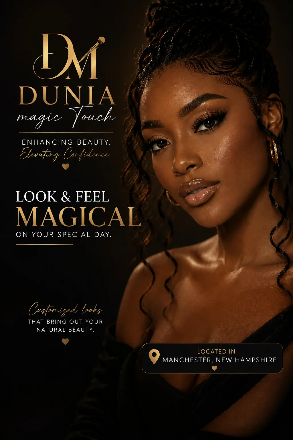 Professional makeup artist Manchester NH Dunia Magic Touch